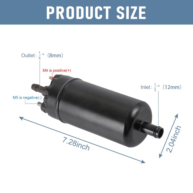 Universal External Inline High Pressure Fuel Pump 12V with Mounting
