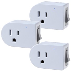 Fosmon Grounded Outlet Switch, ON/Off Switch (3 Pack), 3 Prong Plug in Electrical Switch, 245J Single Port Electric Switch Adapter Surge Protector, Power Switch Outlet Extender, White, ETL Listed