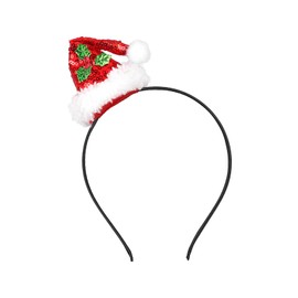 Doneace Christmas Headband Red Sequins Santa Claus Hat Headband with White Plush Hair Hoop Cute Hair Accessories for Women Christmas Holiday Party Favors Supplies
