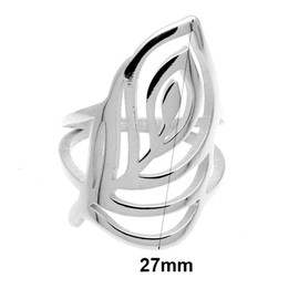 Jude Jewelers Stainless Steel Leaf Flower Style Chunky Curb Wedding Promise Statement Wrap Style Ring (Silver, 13)