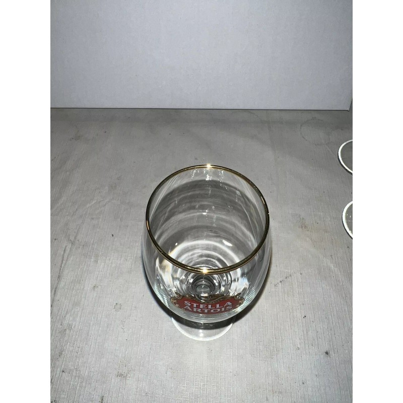 STELLA ARTOIS 33CL BEER GLASS SET OF 4 GOLD RIMMED