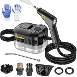 1500W Black High Pressure Steamer,Handheld Steam Cleaner with Handle Controllable Switch Steam Cleaner for Window, Kitchen, Upholstery, Floor