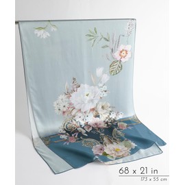 PoeticEHome 100% Mulberry Silk Scarf 170 x 53 cm - Silk Scarf Women's Long Scarf for Head and Neck | Gift Packaging, L3 - Enchanted Garden Corner