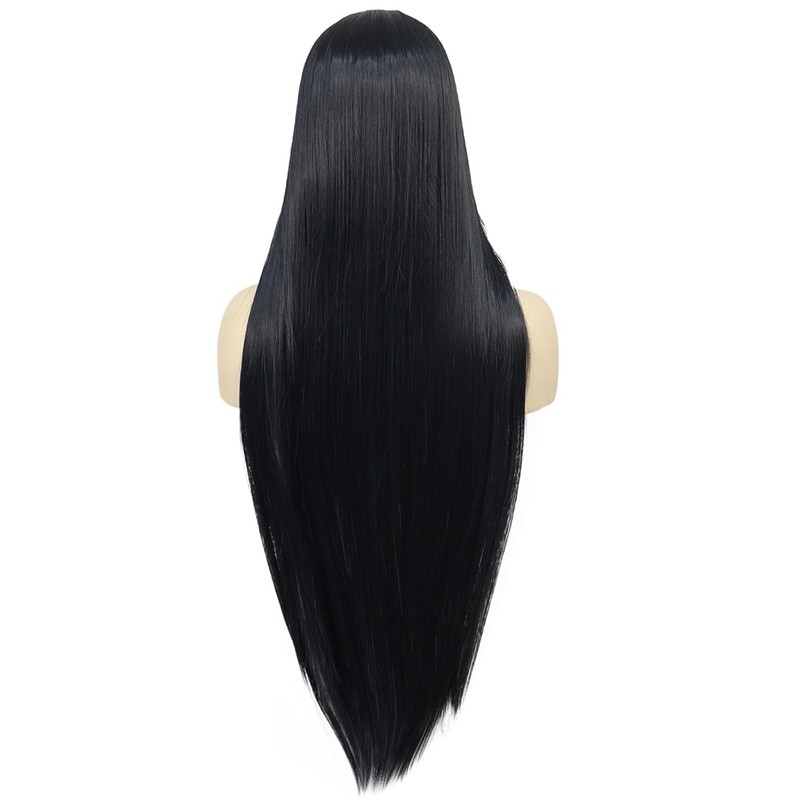 ANOGOL Long Black Wig Middle Part Witch Vampire Cosplay Goth