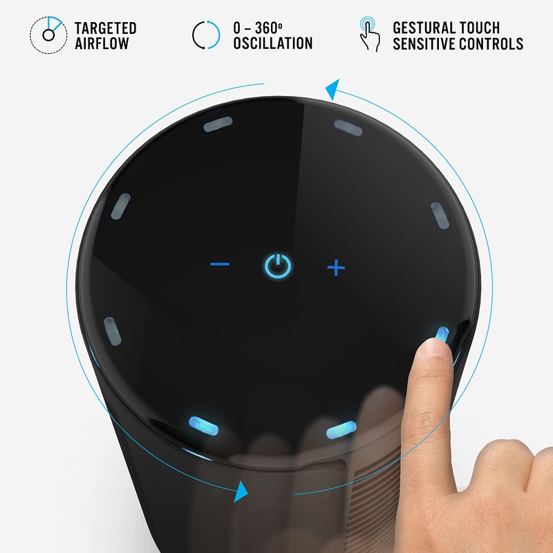 Vornado ATOM 1 Oscillating Tower Fan, Small Air Circulator with