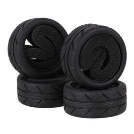 BQLZR 2.56" OD Black RC 1:10 Arrows Pattern Rubber Tyre Tire fit On Road Racing Car Pack of 4