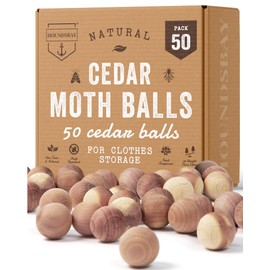 50 Cedar Balls for Clothes - Fresh Smell for Closets and Drawers - Protection for Garments - Cedarwood Closet Freshener & Protects from Moths - Wood Block for Drawer & Storage