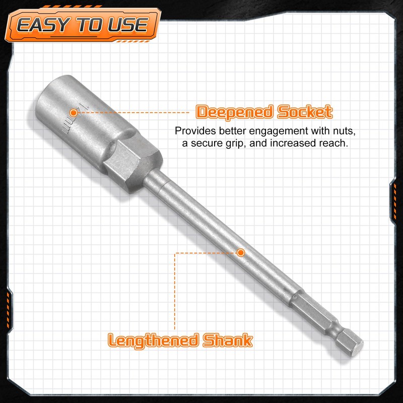 sourcing map 3pcs Nut Driver Drill Bit 14mm Metric Impact
