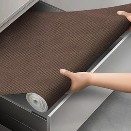 Drawer and Shelf Liner, Shelf Liner for Kitchen Cabinets,Non-Adhesive Cabinet Liner, PVC Drawer Liner for Dresser Non-SlipKitchen Cabinets Cupboard,12 in X 6.5 FT (Brown)