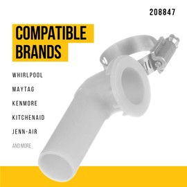 208847 Syphon Break Elbow Kit with Clamp - Compatible With Whirlpool Maytag Kenmore Washer Dryer - Replaces AP4024083 2-14764 2-8847 214764 436287 AH2017573 EA2017573 PS2017573 Durable Replacement