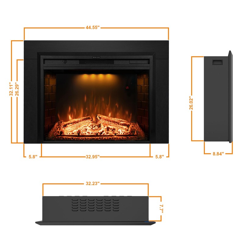 Dreamflame Electric Fireplace Trim Kit for 36inch Fireplace Electric Inserts,