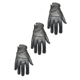 3 Mens EverGrip Black Cadet Cabretta Golf Glove (Right Handed Glove for The Left Handed Golfer) (XL)