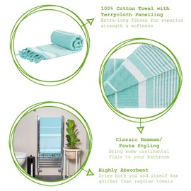 Nicola Spring Deluxe Cotton Turkish Bath Towel - Sky Blue - 157 x 87cm - Lightweight Absorbent Large Adults Kids Drying Sheet Swimming Pool Towel for Beach, Bathroom, Gym, Shower, Sauna