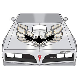 Car-Gear Universal Firebird Hood Graphics Kit Vinyl Decal Wrap Compatible with Pontiac Trans Am - Gold & Gray