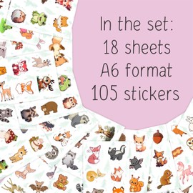 100Pcs Woodland Animal Stickers, Forest Animal Stickers for Water Bottle & Laptop - Woodland Animal Party Favors & Decorations, Nature and Wildlife Stickers