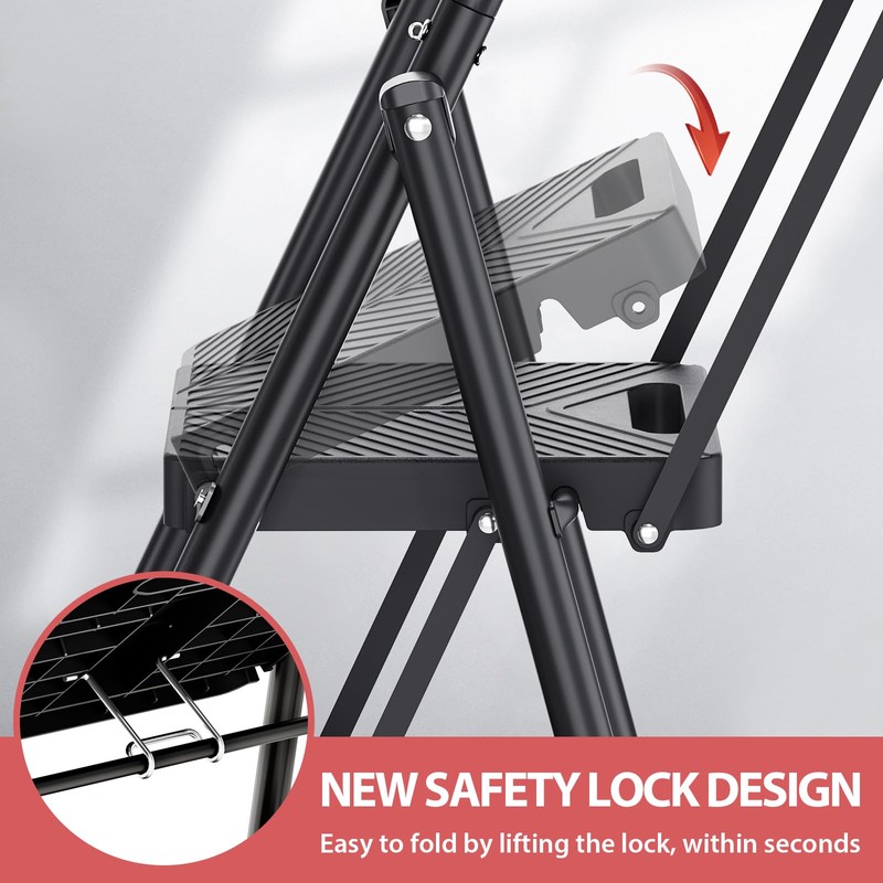 KINGRACK Folding 5 Step Ladder, Portable Ladder for Multi-Purpose, Home,