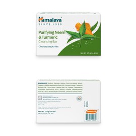 Himalaya Purifying Neem & Turmeric Cleansing Bar for Clean and Healthy Looking Skin, Free from Parabens, SLS and Phthalates, Gluten Free, Vegan, 125 g (4.41 oz), 6 Pack