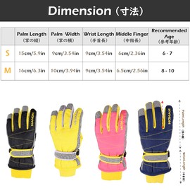TriWonder Kids’ Ski Snow Gloves, Waterproof, Thermal, Boys, Girls, Outdoors, Snowboarding, Sports, Snow Gloves, Winter, Fleece Lining, Anti-Slip, Breathable, Abrasion-Resistant, A-Orange, 6-7 歳