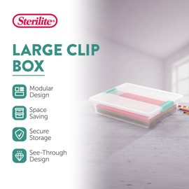 Sterilite Sterilite 6-Pack Clip Box, Clear Storage for Crafts, Supplies and Office Items, Large