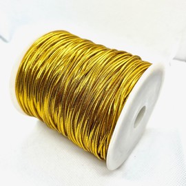 Weststone Qty 1 roll Bright Gold - 300ft x 2mm Round Metallic Stretch Cord Elastic Cords Elastic Stretch String for Bracelets, Braiding, Ornament Hanging, Gift Wrapping - Bright Gold