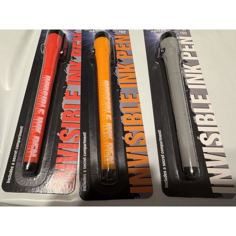 scholastic 3 UV Secret Message, Invisible Ink pens, brand new