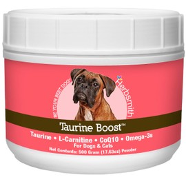 Herbsmith Taurine Boost - Cardiac and Heart Support for Dogs and Cats - Taurine Supplement for Dog and Cat Heart Health – with CoQ10, Taurine and L-Carnitine for Dogs - 500g