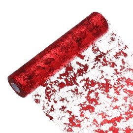 uxcell Wine Red Table Runner Roll 11.4" x 45 Feet Sequin Foil Metallic Mesh Table Runner Decor Table Decorations for Wedding, Birthday Party, Christmas, New Year