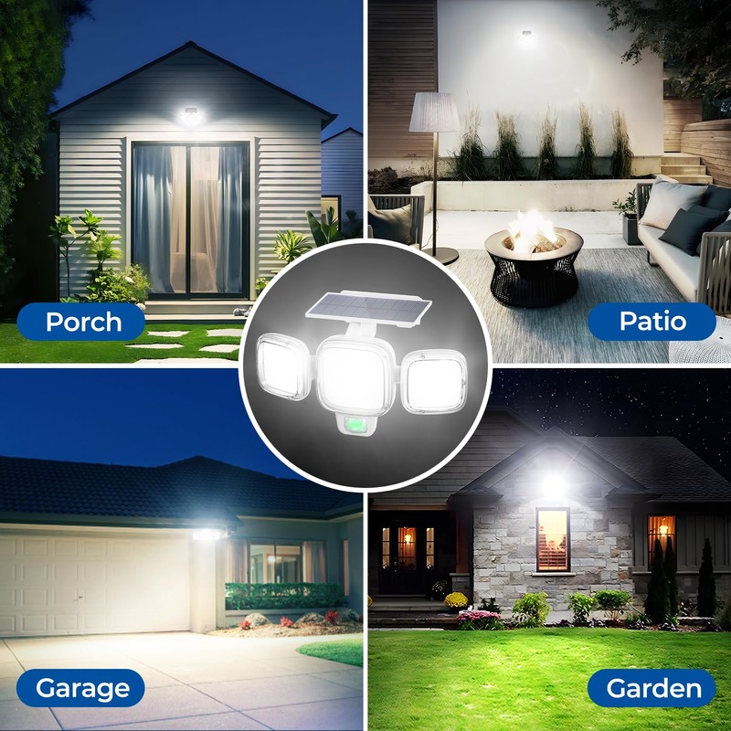 CINOTON Solar Motion Sensor Outdoor Lights, 3 Modes LED Security