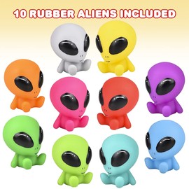 ArtCreativity Alienígenas galácticas de goma, juego de 10, juguetes alienígenas para niños en varios colores, ideal como recuerdos de fiesta en el espacio exterior, juguetes de baño para niños, juguetes de piscina y decoración de computadora de oficina