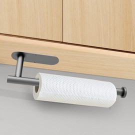 DEKAVA Under Cabinet Wall Mount Paper Towel Holder, Self-Adhesive Bar, Stainless Steel 13 inch (Grey, 1)