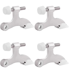 OBTANIM 4 Pack Hinge Pin Door Stopper Heavy Duty Metal Adjustable Door Stops with Rubber Bumper Tips (Silver)