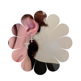 Allereya Vintage Safety Pin Earrings Crystal Cross Earrings Rhinestone Cross Drop Earrings Gothic Brooch Stud Earrings Jewellery for Women and Girls, Zinc