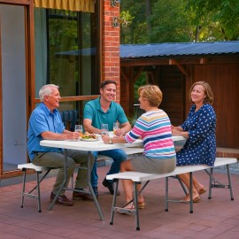 SEGAWE 2PCS 6FT Plastic Folding Bench Portable Bench Outdoor for Picnic Camping White