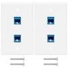 Hepzest 2-Pack 2 Port Ethernet Wall Plate, RJ45 Cat6 Female