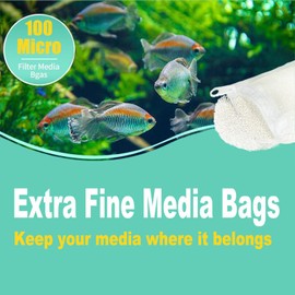 AQUANEAT Aquarium Filter Media Bags Fish Tank Extra Fine 100 Micron Mesh Bags 3”x4”/3”x8”/5.5”x8” with Plastic Zipper for Activated Carbon 6pcs (3” x 4”)