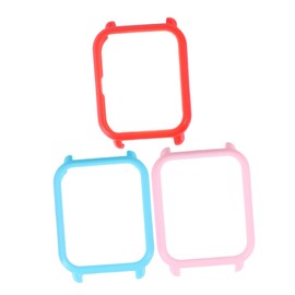 VILLFUL Watch Case Cover 3 Piece Set for Bip TPU Material Full Edge Protection Scratch Proof Pink Blue Red