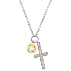 Delight Jewelry Goldtone Dove Disc - Strength and Dignity Engraved Cross Zoey Necklace, 28"