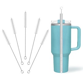 Cleaning Brushes for Reusable Drinking Straws, Set of 5, Long Wire Handle, Bottle and Straw Cleaner for Stanley Mug, Sippy Cup, Water Bottle and Tubes, Reusable and Flexible
