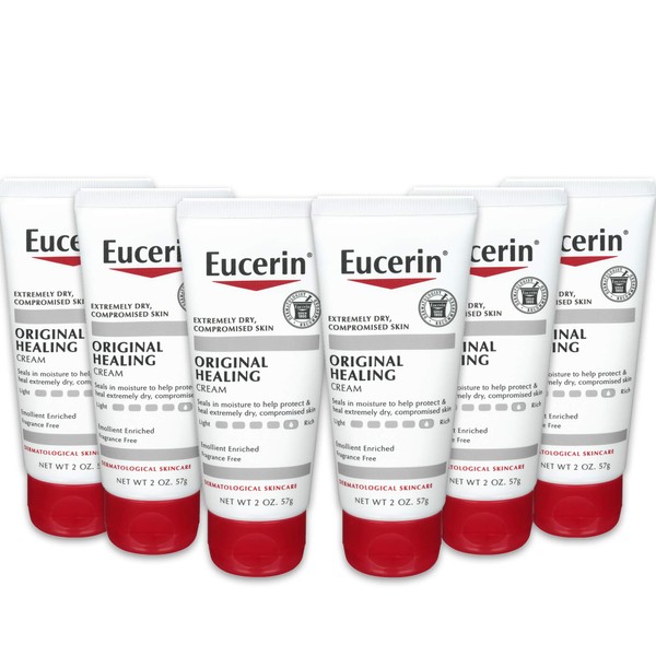 Eucerin Original Healing Cream - Fragrance Free, Rich Lotion for Extremely Dry Skin - 2 Ounce (Pack of 6)
