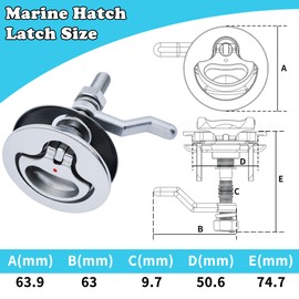 Boat Cam Latch, Marine 316 Stainless Steel Boat Hatch Latch 2 Pcs with Back Plate, Flush Pull Handle & Adjustable Arm Includes Installation Screws Marine Hatch Deck Hardware for Ships, Yachts, RVs