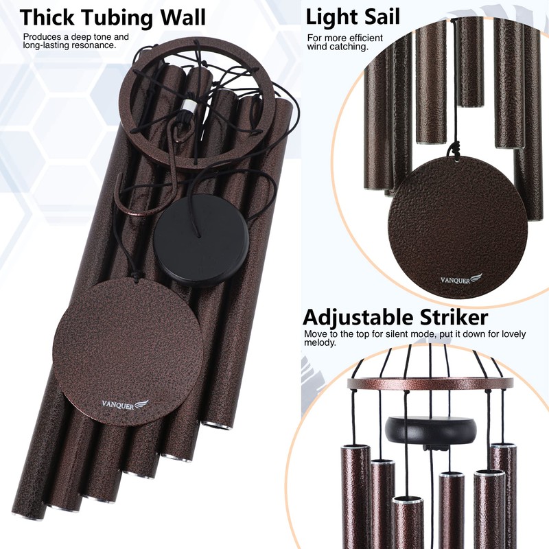 Vanquer Wind Chimes for Outside Deep Tone - 38'' Wind