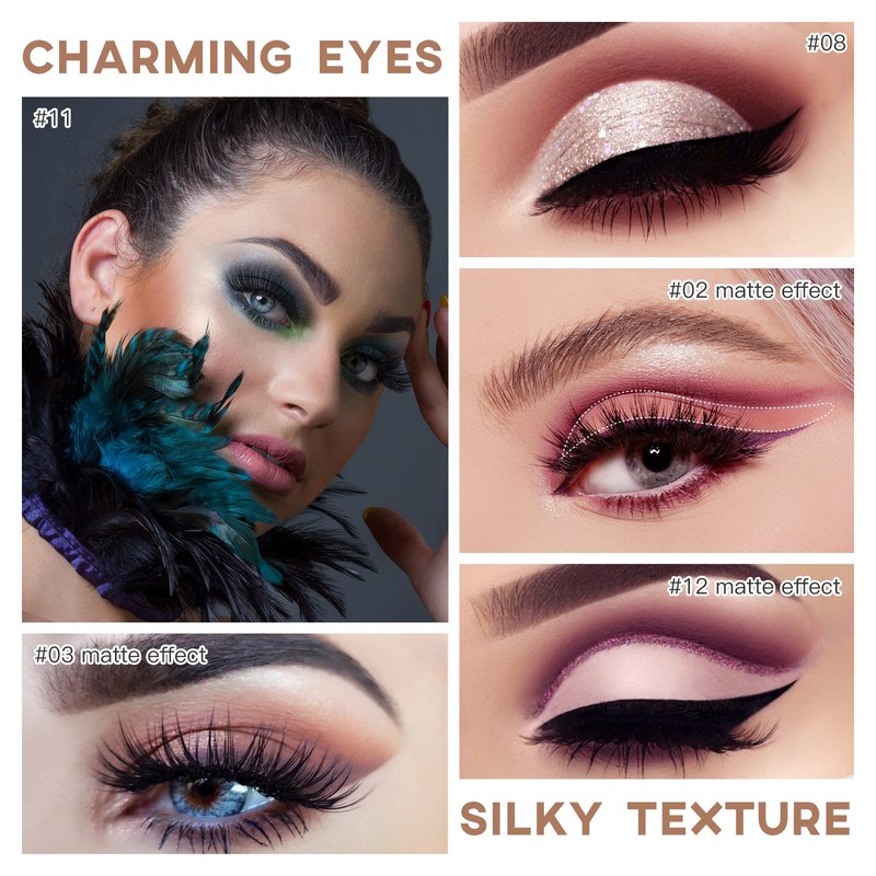 LOKFAR Cream Eye-Shadow Stick, Waterproof Cream Eyeshadow Pen Rotatable Creamy