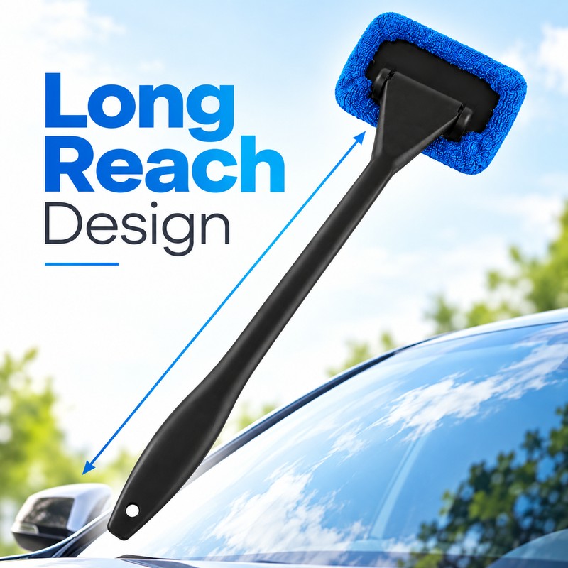 Car Window Cleaner Brush with Long Handle – Windshield Glass