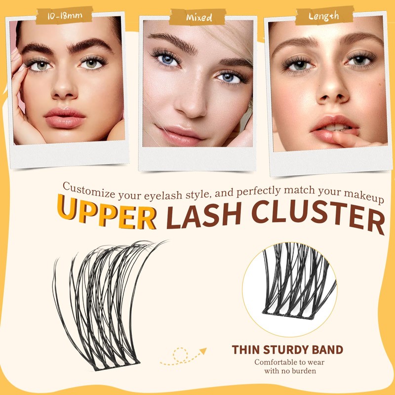 QUEWEL Eyelash Extensions with Delicate 10-18 mm Lower Cluster Lashes,