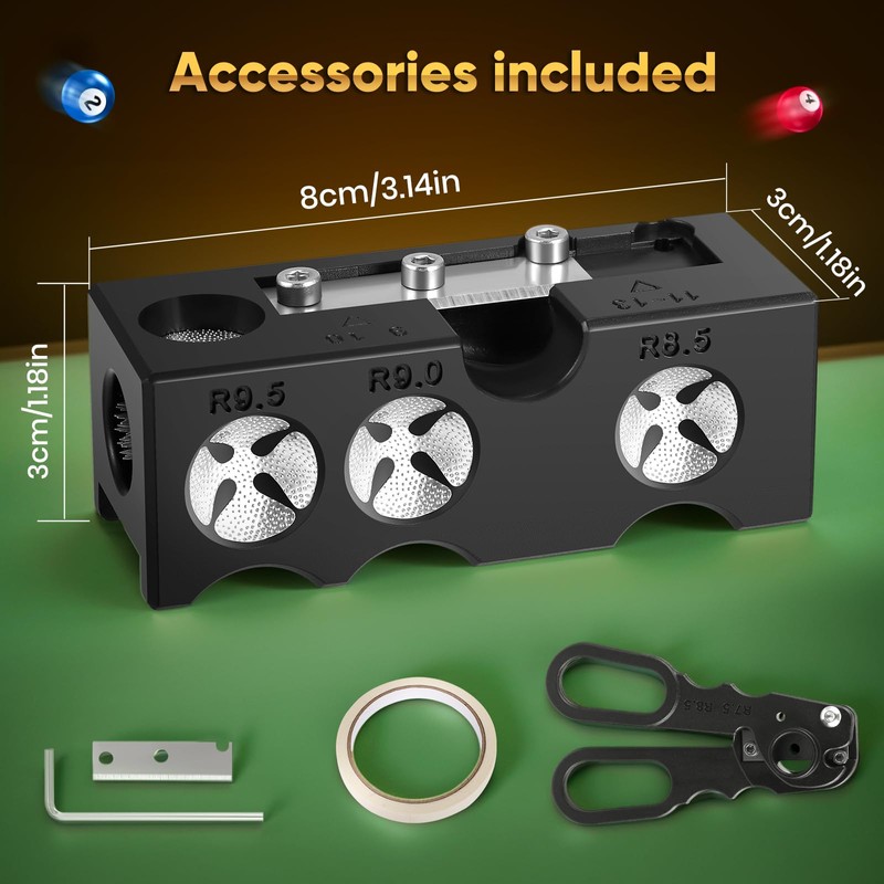 DOYFAY Billiards Pool Cue Tip Shaper 10-in-1 Pool Cue Tips
