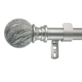Decopolitan 29653-AS72 - Juego de barra de cortina individual de bola de mármol, 72 a 144 pulgadas, plata envejecida
