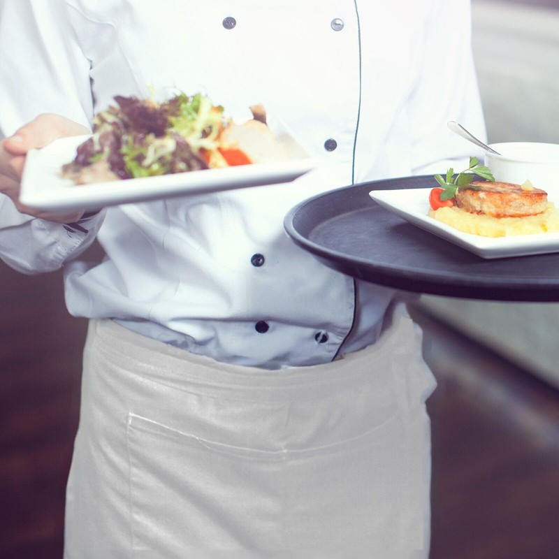 ARBINSON Long Server Apron with 2 Pockets, Extra Long Tie,