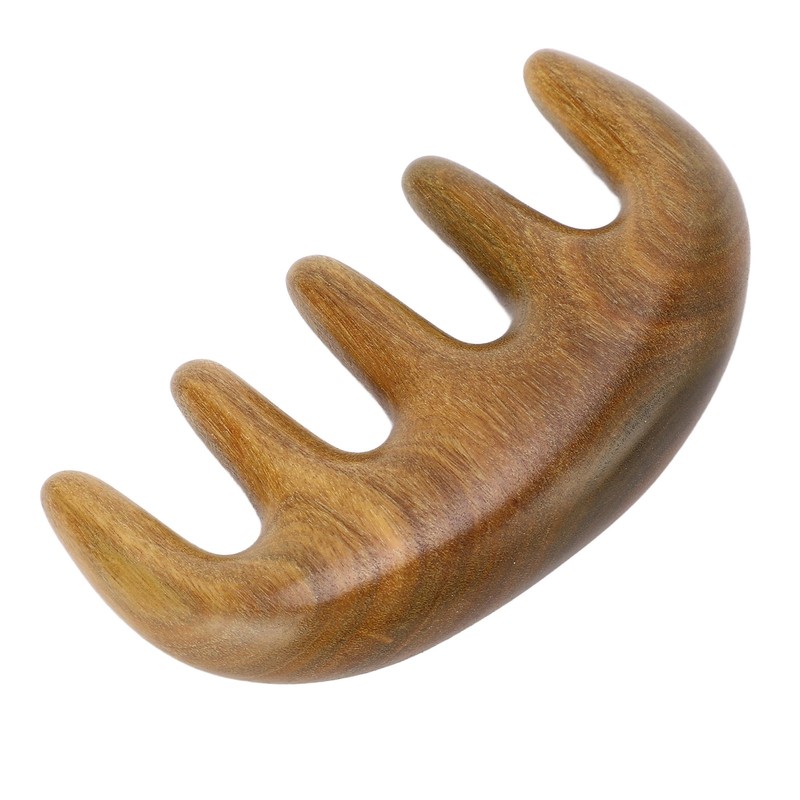Scalping Massage Comb Handheld Green Sandalwood Massager Wide Tooth Scalping