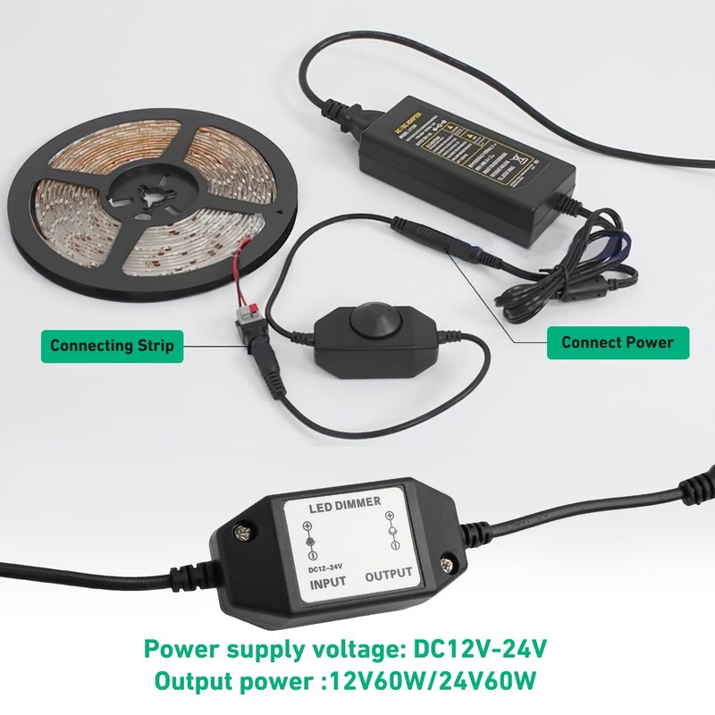Pack of 2 DC 12V-24V 3A LED Dimmer for LED
