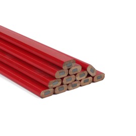 JIAHG 12 Pcs Carpenter Pencils Long Wood Octagonal Red Hard Black HB Lead Pencils for Woodworking Drawing Scribbling Home School Office Marking Tool Supplies